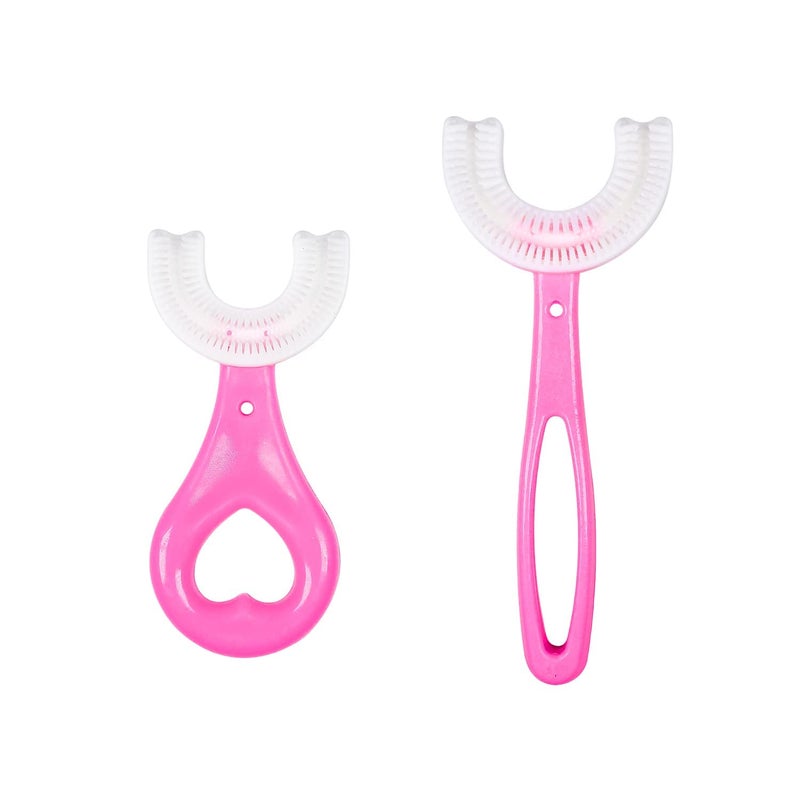 MARMIX 2 Pack U-Shaped Manual Toothbrush Kids, Food Grade Soft Silicone Brush Head, 360° Oral Teeth Cleaning Design For Toddlers And Children For 6-12 Years Mouth-Cleaning (Multicolor) - Image 1
