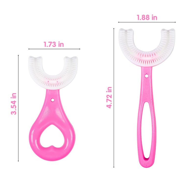 MARMIX 2 Pack U-Shaped Manual Toothbrush Kids, Food Grade Soft Silicone Brush Head, 360° Oral Teeth Cleaning Design For Toddlers And Children For 6-12 Years Mouth-Cleaning (Multicolor) - Image 2