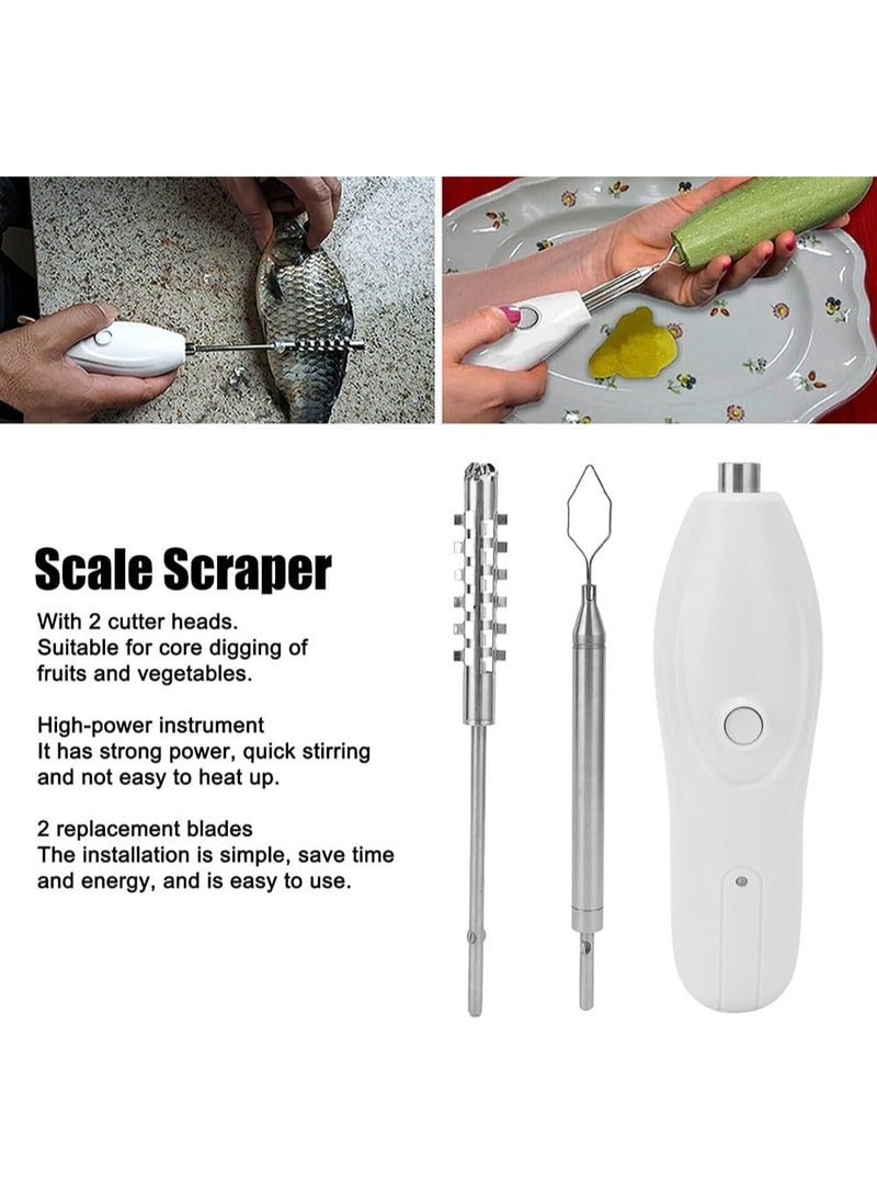 FDTY Cordless Vegetable Corer Electric Zucchini Corer with 2 Cutter Heads, Rechargeable Scraping Scale Machine Seafood Descaler, Stainless Steel Fruit Digging Tool - Image 4