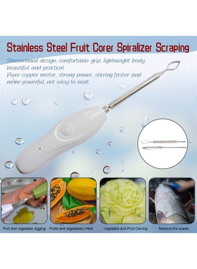 FDTY Cordless Vegetable Corer Electric Zucchini Corer with 2 Cutter Heads, Rechargeable Scraping Scale Machine Seafood Descaler, Stainless Steel Fruit Digging Tool - Image 3