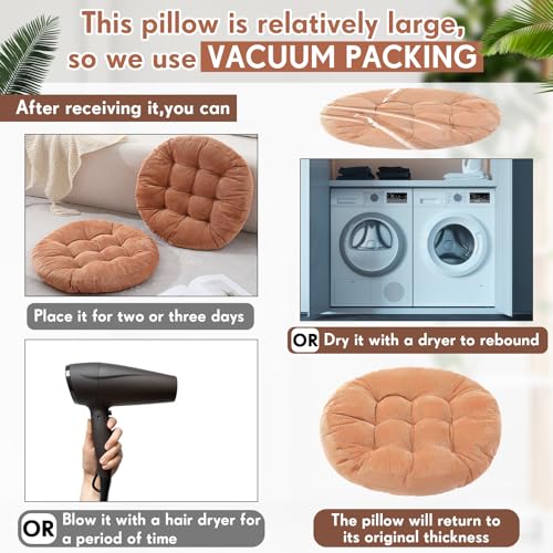 Jerify Floor Pillow Cushions Large Round Square Large Meditation Floor Pillow for Classroom Adult Meditation Picnic Party Seating Learning Daycare School(Round,Light Brown,2 Pcs) - Image 4