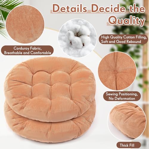 Jerify Floor Pillow Cushions Large Round Square Large Meditation Floor Pillow for Classroom Adult Meditation Picnic Party Seating Learning Daycare School(Round,Light Brown,2 Pcs) - Image 3