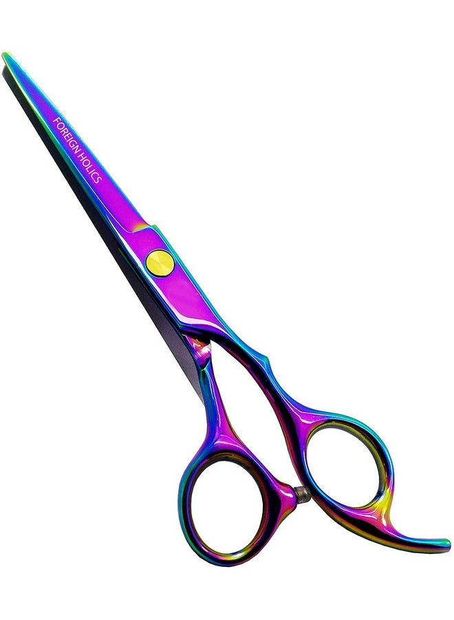 Foreign Holics Foreign Holic Professional Hair Cutting Shears6 Inch Barber Hair Cutting Scissors Sharp Blades Hairdresser Haircut For Women Men Kids 420C Stainless Steel Rainbow Color (A) - Image 2