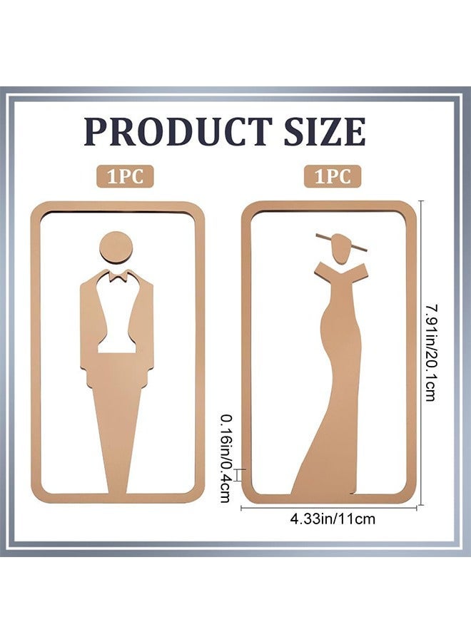 Toilet Signs Restroom Identification Signs for Ladies and Gentlemen, No Drilling Self Adhesive Wall Stickers Symbol, for Business Restaurant Store Parking Restaurant (Golden) - Image 2