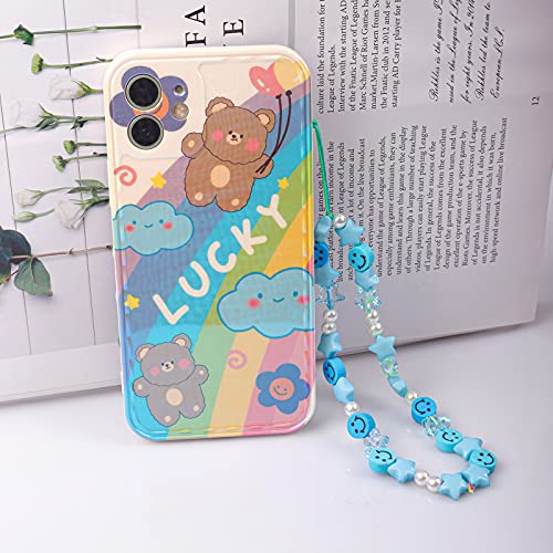 Cehim Phone Charm Lanyard, 1Pcs Smiley Face Beaded Phone Charm Strap Colorful Star Smiley Soft Ceramic Keychain for Women Girls (Blue) - Image 3