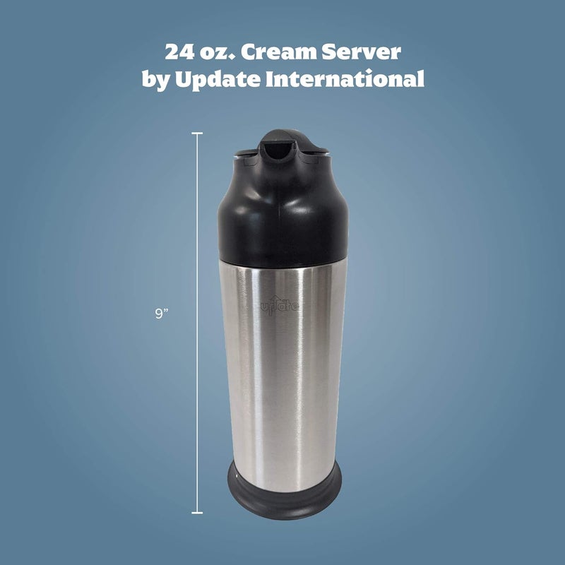 Update International (SV-70) خادم كريمة أسود وفولاذ مقاوم للصدأ سعة 24 أونصة، شفاف - Image 2