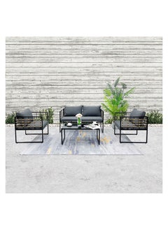 Home Box Katina Outdoor 2+1+1 Seater Sofa Set with Coffee Table and Cushions 65 x 65 x 135 cm  - Image 1