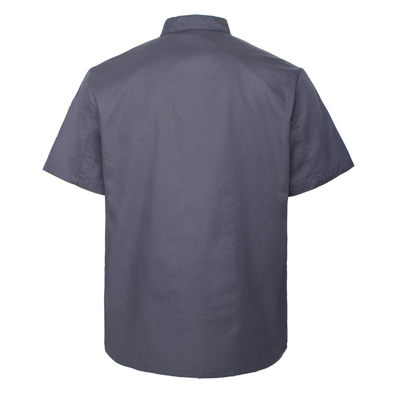 TopTie Unisex Short Sleeve Chef Coat Jacket, Dark Gray - Image 2