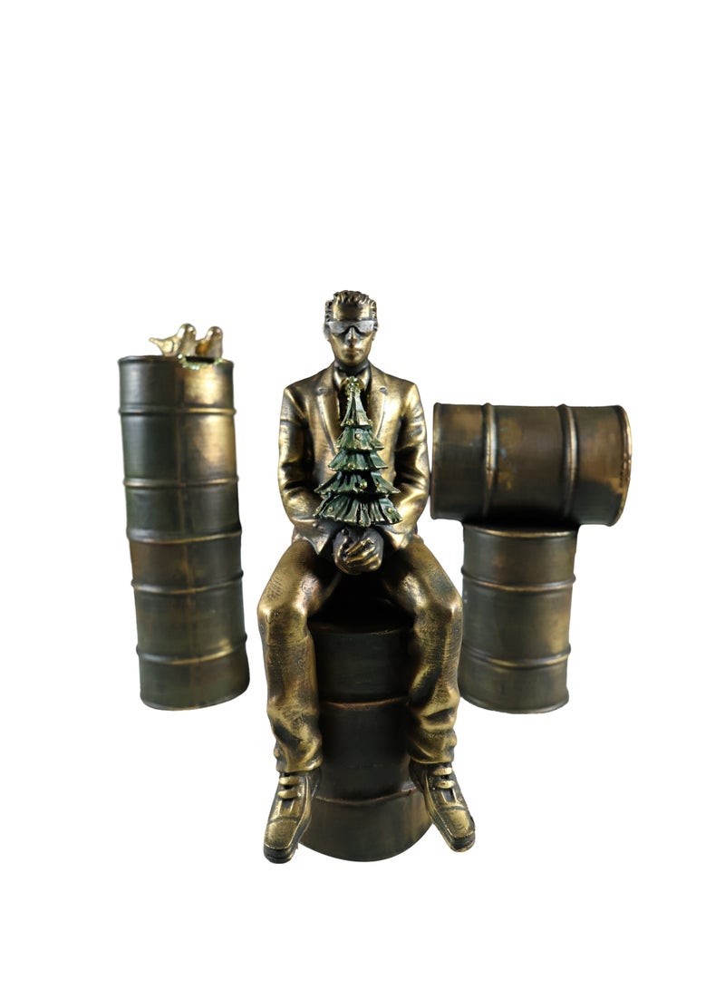 The Silent Authority Handcrafted Resin Sculpture, Antique Gold Finish, Conceptual Luxury Décor, Collector's Edition - Image 1