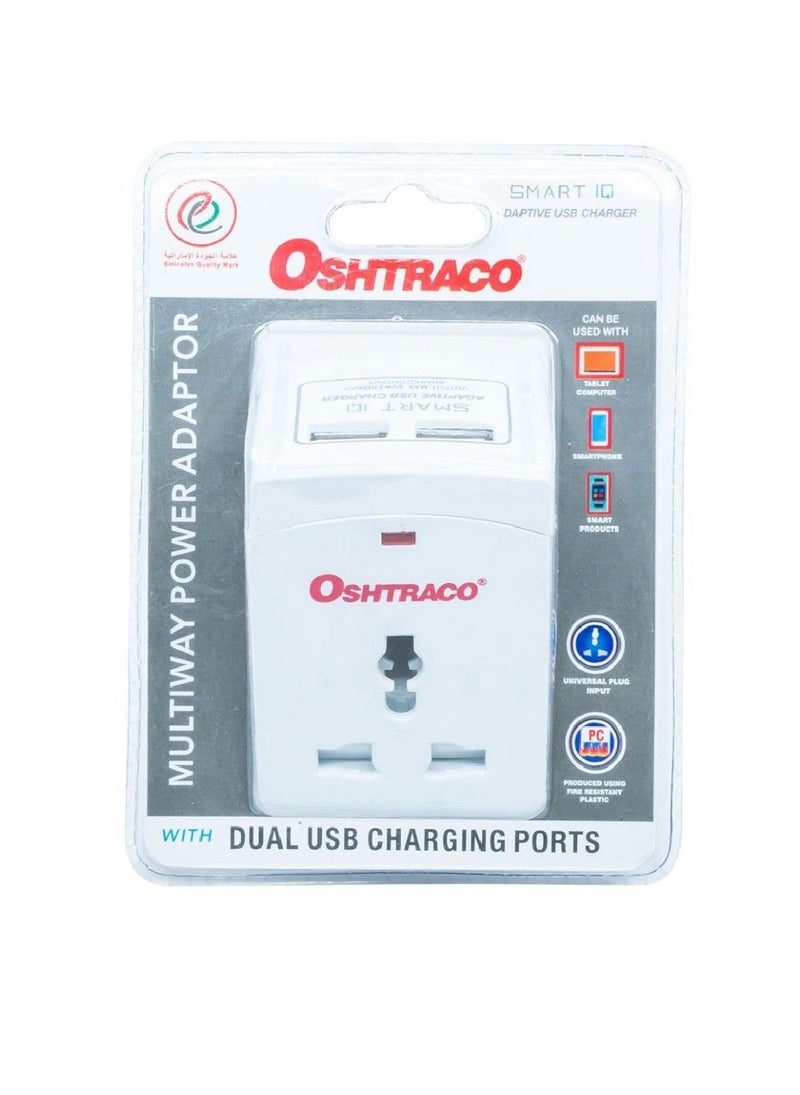 Oshtraco 3 Way Multi Adapter With 2 x2.4A Usb - Image 1