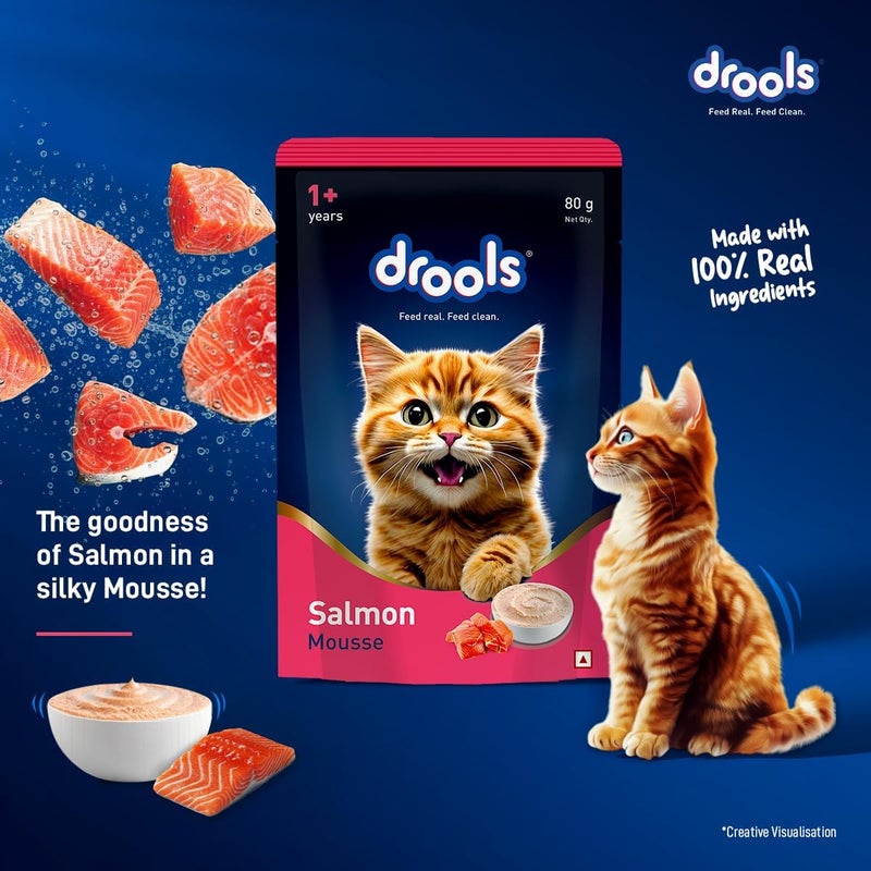Drools Cat Salmon Mousse 80g - Grain Free, High Protein, Easy to Digest - Image 3