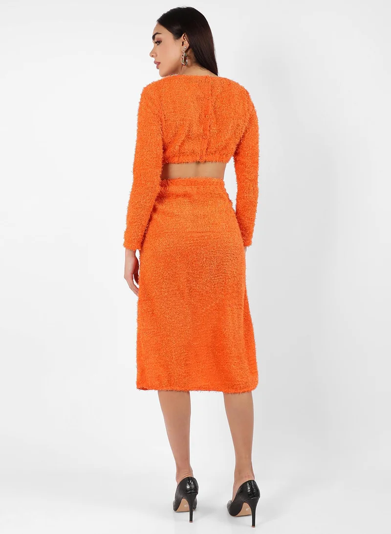 PINACOLADA  Women's Tangerine Orange Sherpa Cut-Out Dress for Women | Best Price UAE