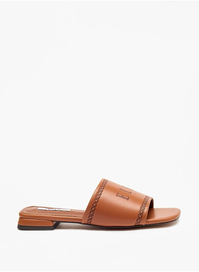 ايل Women's Logo Embossed Slip-On Sandals