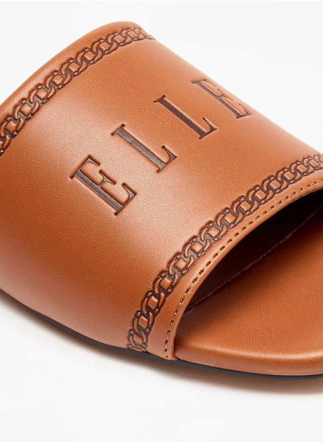 ايل Women's Logo Embossed Slip-On Sandals