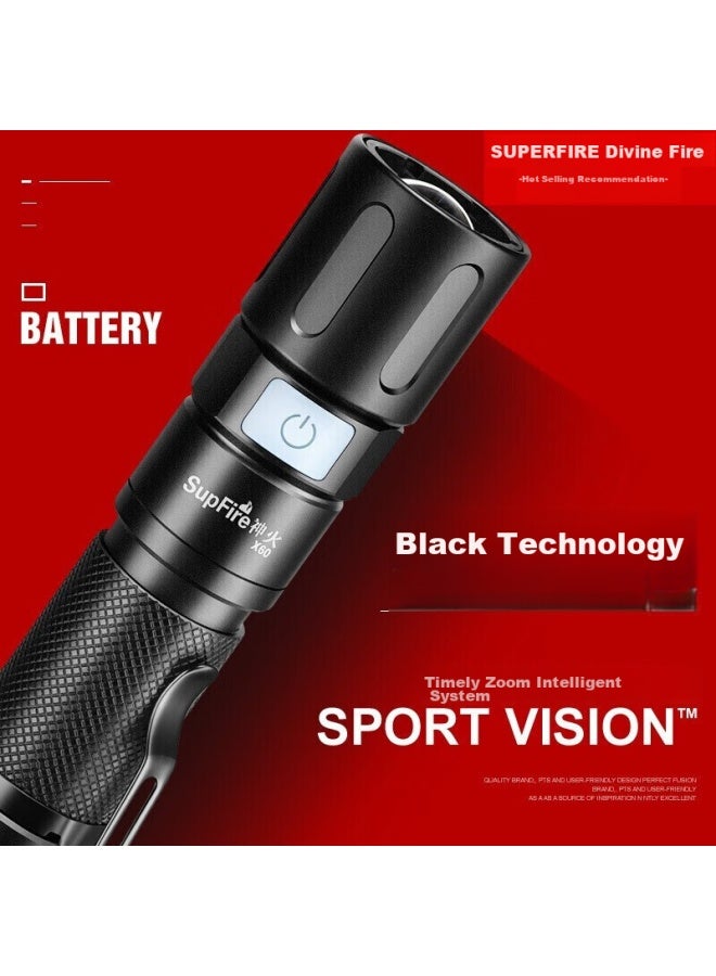 Supfire Zoomable Flashlight, High Brightness, Long Battery Life, Outdoor Survival, Ultra-bright Long-range, Military-style, Mini, Compact, Outdoor-specific Light - Image 1