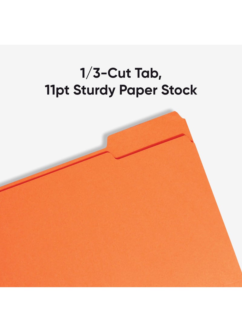 Smead Smead Colored File Folder, 1/3-Cut Tab, Letter Size, Orange, 100 per Box (12543)  - Image 4