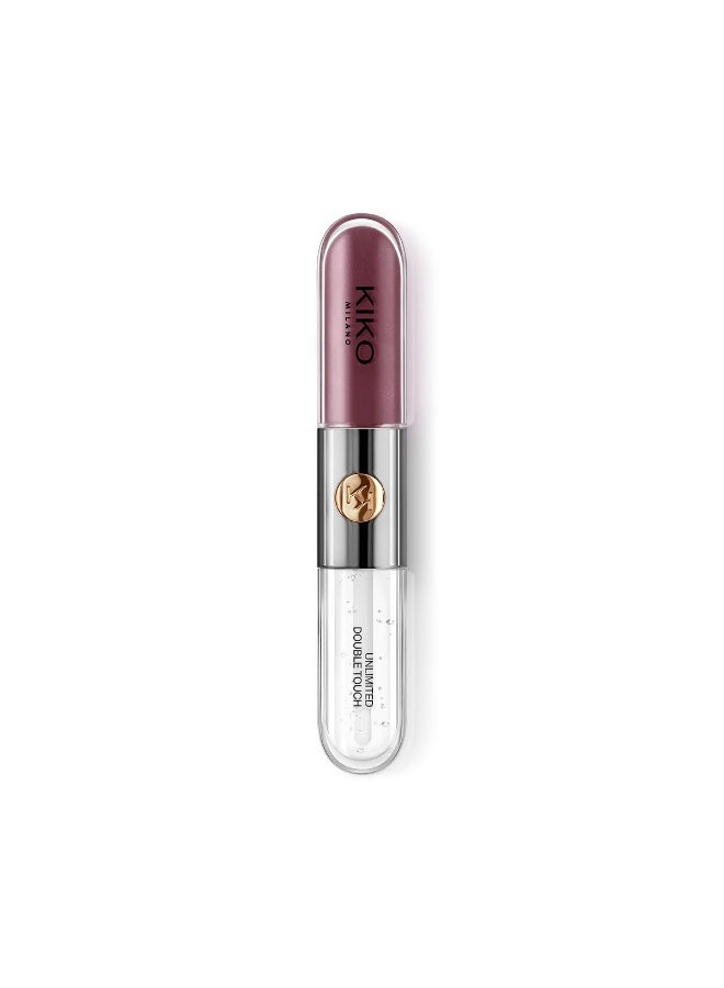KIKO Milano Unlimited Double Touch 123 Satin Grape 2-Step Liquid Lip Colour with Clear Gloss, Intense Mirror Shine, Up to 16H Wear, 6 ml - Image 4