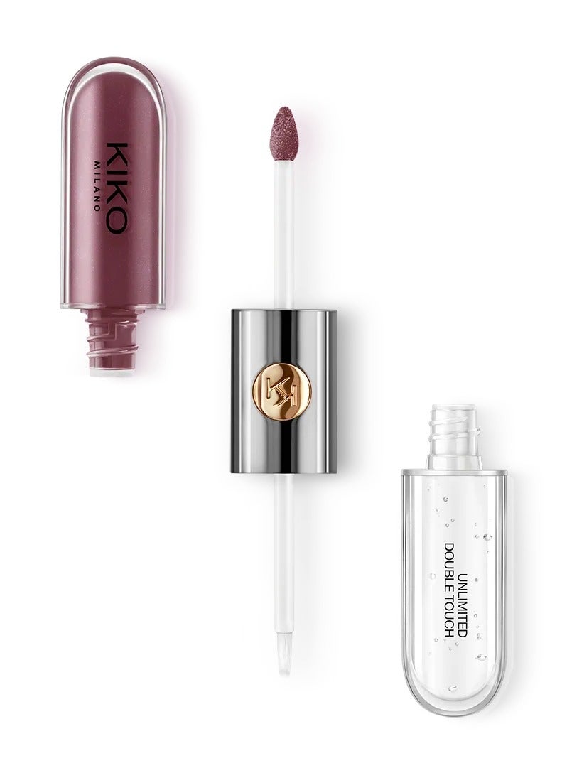 KIKO Milano Unlimited Double Touch 123 Satin Grape 2-Step Liquid Lip Colour with Clear Gloss, Intense Mirror Shine, Up to 16H Wear, 6 ml - Image 1