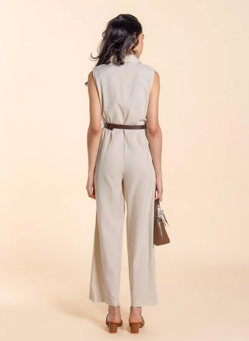SHAPES DETAILED JUMPSUIT WITH BELT