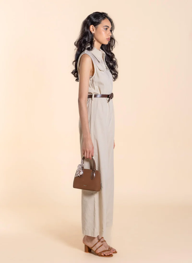 SHAPES DETAILED JUMPSUIT WITH BELT