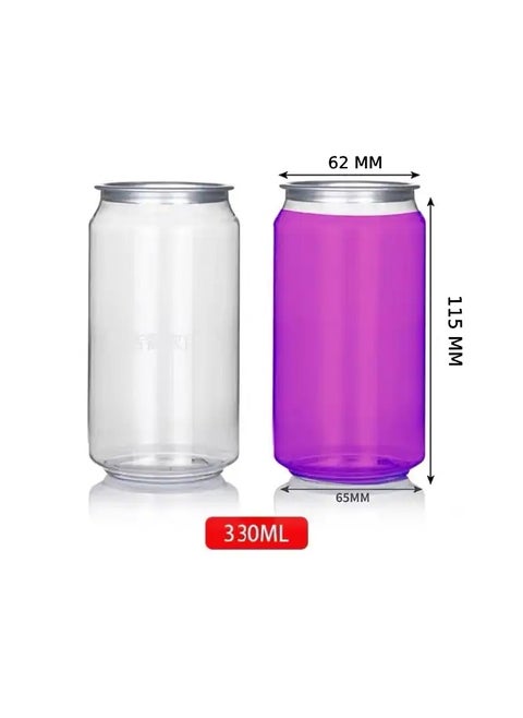 330ml Empty Can Sealed Cup PET Transparent Plastic with Easy Open Aluminum Lid, 150 Pcs
