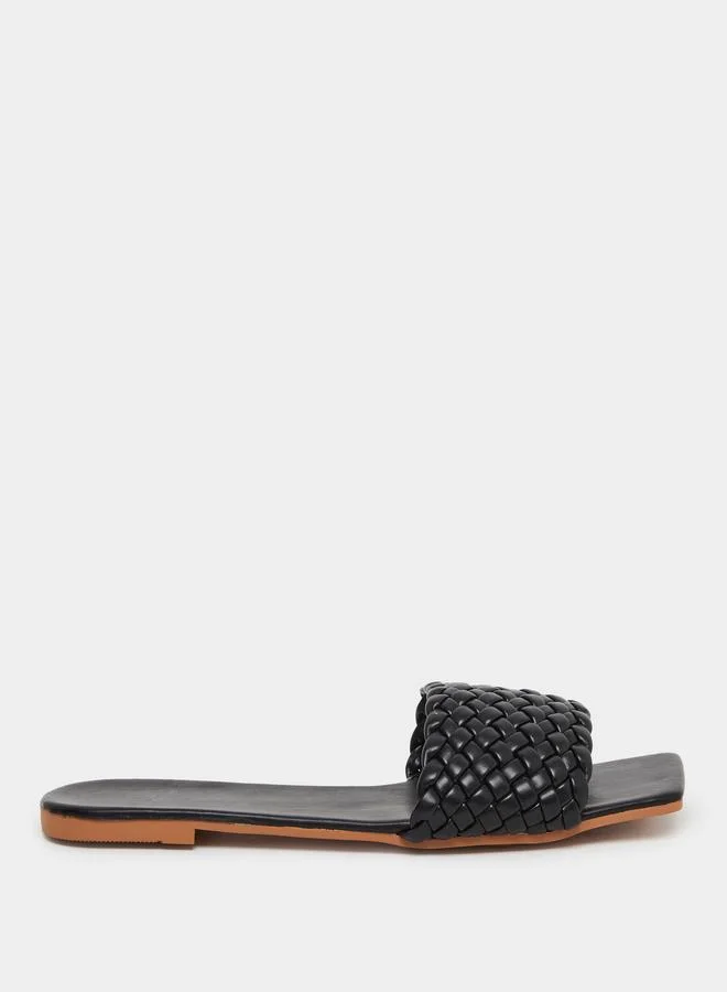 Take Two Take Two Solid Textured Weaving Flat Sandals