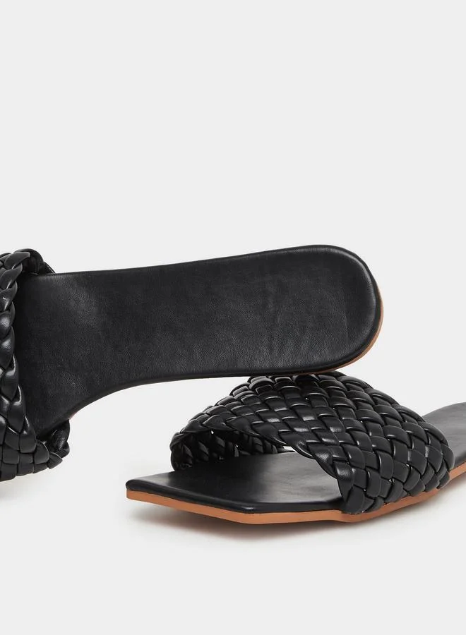 Take Two Take Two Solid Textured Weaving Flat Sandals