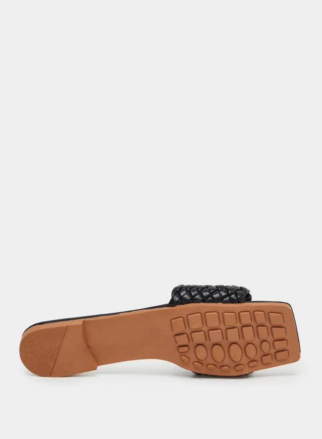Take Two Take Two Solid Textured Weaving Flat Sandals