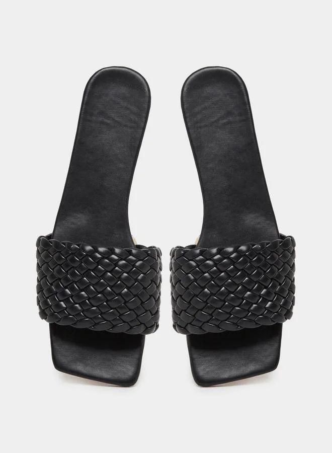 Take Two Take Two Solid Textured Weaving Flat Sandals