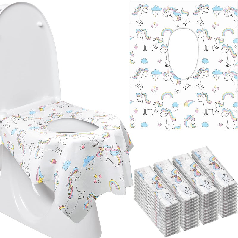 Mimorou 40 Pcs Toilet Seat Covers Disposable for Kid Toddler Extra Large Paper Potty Seat Cover Potty Training Liners Individually Wrapped Portable Toilet Seat Cover for Travel Unicorn Style