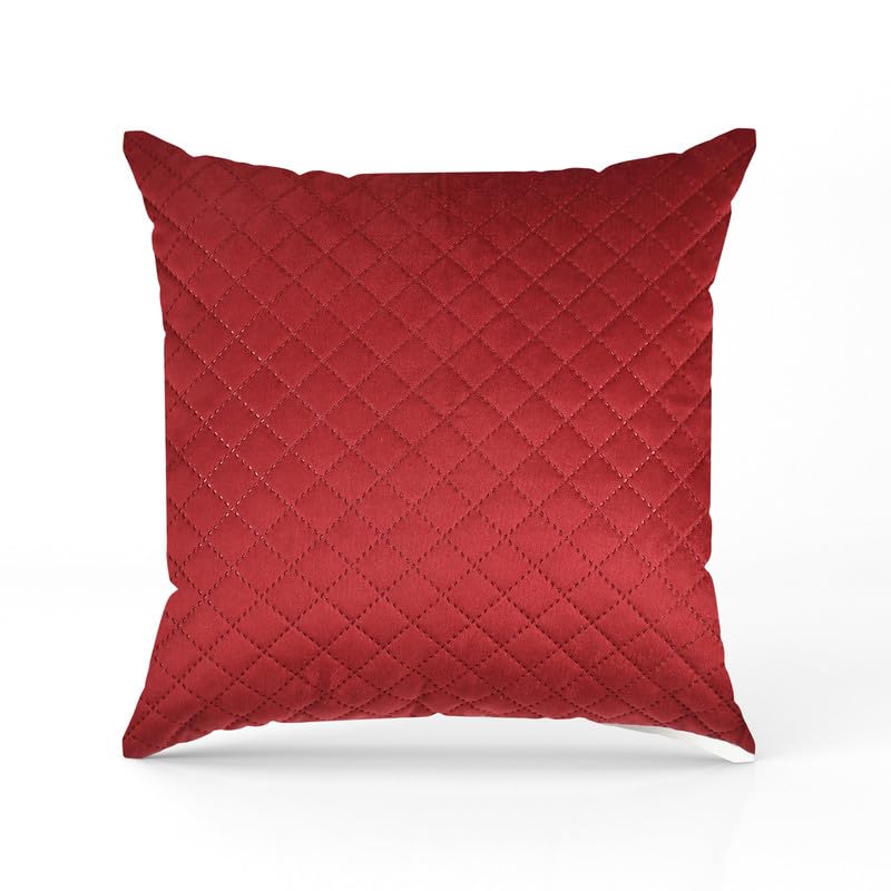 YUKU YUKU 200TC Solid Quilted Velvet Single Bed Runner Scarf with Matching Cushion Covers Set for BedroomsHotel RoomsGuest Rooms Maroon  - Image 2