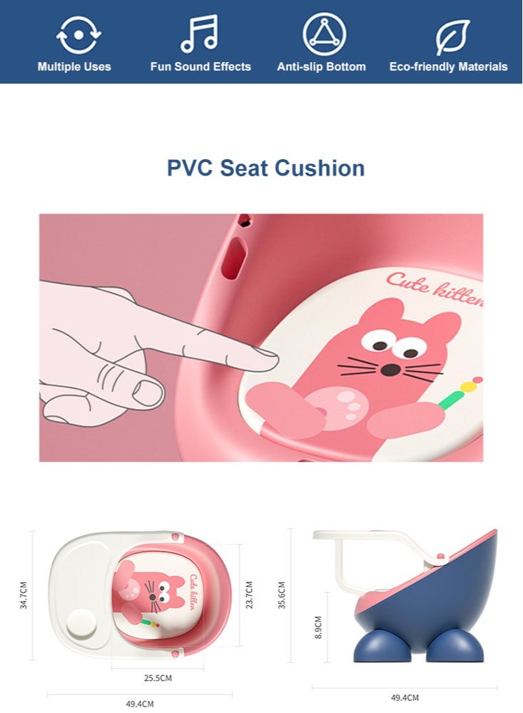 بيرفيي كرسي طعام للأطفال مع مقعد معزز بصوت مضحك للأطفال الصغار لإطعام الطفل كرسي تغذية الأطفال المحمول مع صينية قابلة للإزالة - Image 5