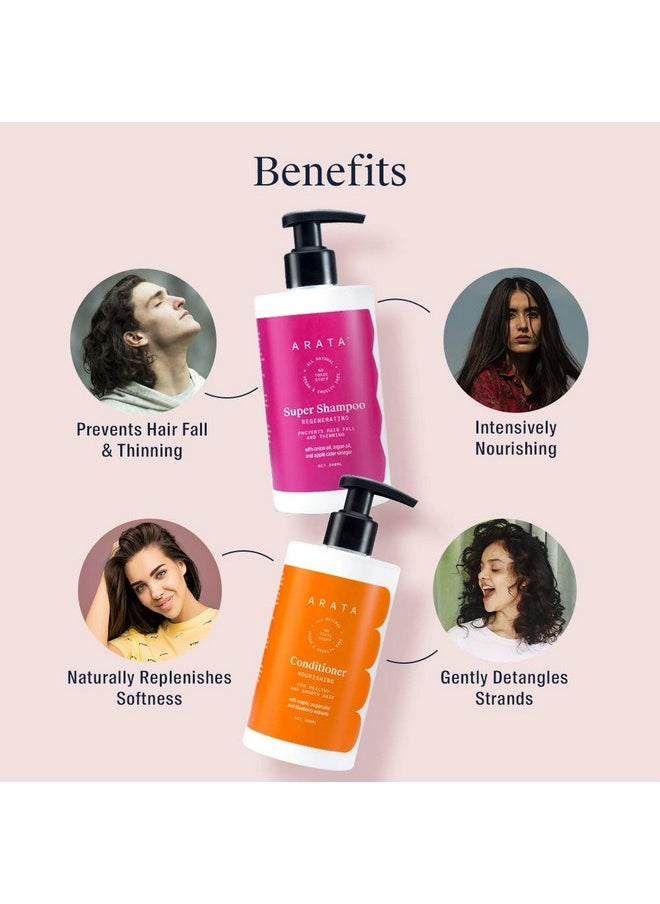 ARATA - Hair Fall Control Combo | With Power Of 5 In 1 Hair Care Kit With Super Shampoo And Conditioner Combo | Vogue 2022 Awarded Best Daily Shampoo | Vegan & Cruelty-Free | (300 Ml Each) (Pack Of 2) - Image 1