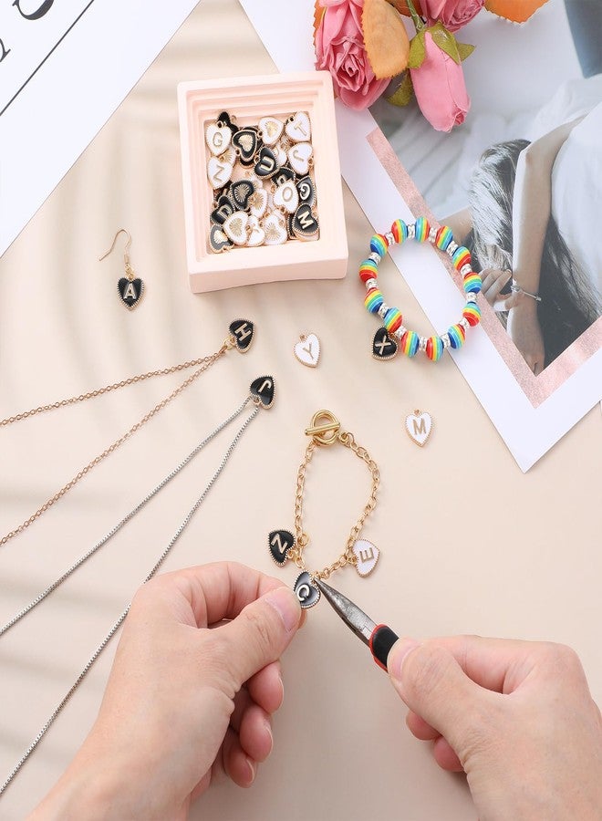 oruola 52pcs/2 Set Love Heart Letter Charms,A to Z Heart Shaped Double Sided Initial Charms for Jewelry Making,Valentine's Day Initial Charm for Necklace Bracelet Jewelry DIY Making,Black/White - Image 5