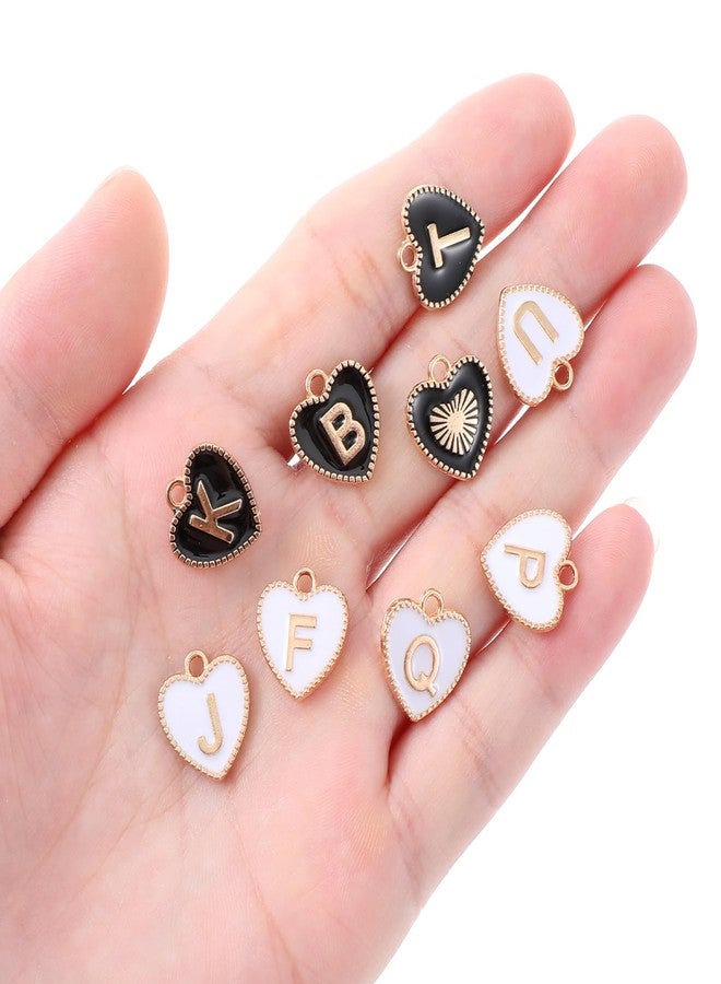 oruola 52pcs/2 Set Love Heart Letter Charms,A to Z Heart Shaped Double Sided Initial Charms for Jewelry Making,Valentine's Day Initial Charm for Necklace Bracelet Jewelry DIY Making,Black/White - Image 4