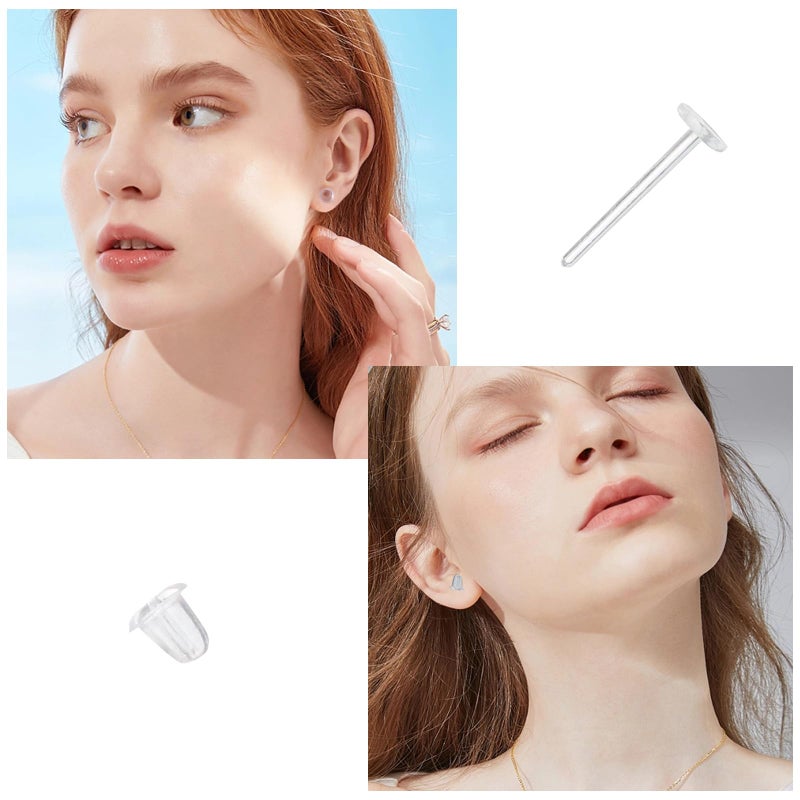 YOYOSTORE 3mm Invisible Plastic Earrings Blank Pins Stud Tiny Head Findings DIY Supplies (200 pieces/100 Pairs) - Image 3