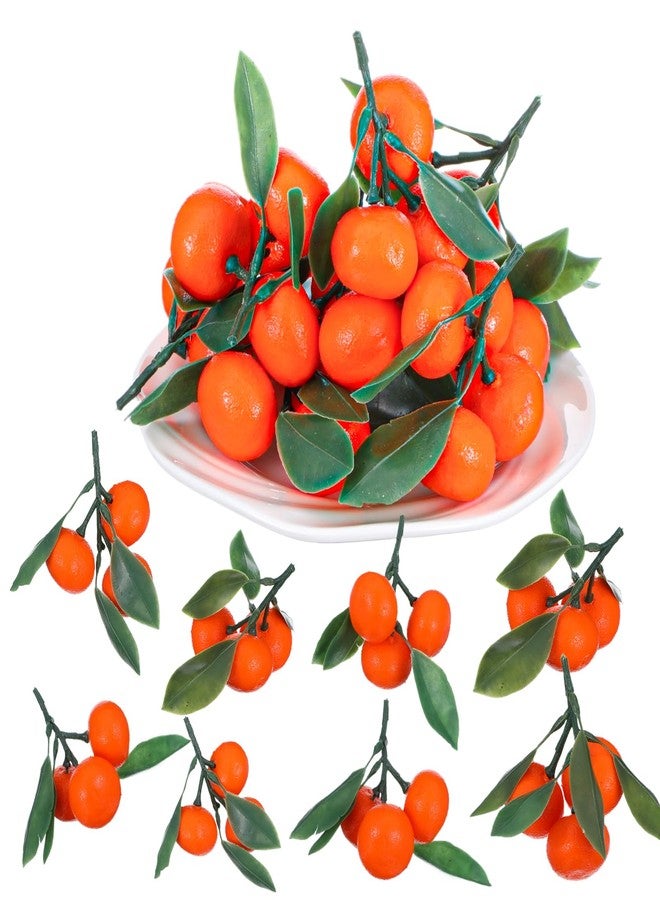 Tobeelec 15 Clusters Artificial Mini Orange Simulation Decorative Tangerine Kitchen Table Fake Orange Realistic Artificial Fruit Bowl Tray Faux Fruit for Home Party Kitchen Festival Decor - Image 1