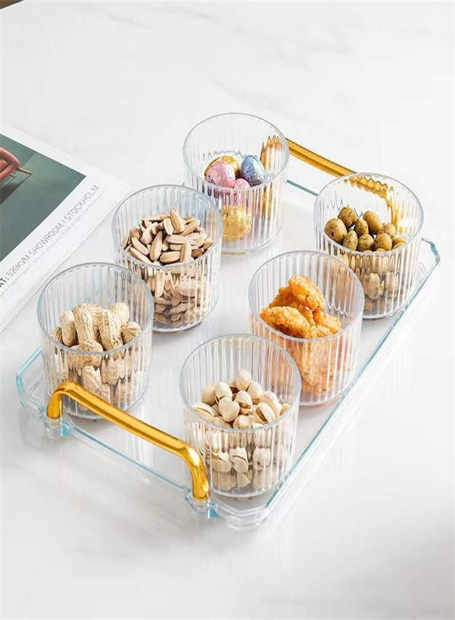 6Pcs Dried Fruit Salad Plate Snack Plate Transparent Round Dessert Jar Dish Grids Food Storage Preservation Box Lid Bowl Fancy Style Fruit Plate - Image 2