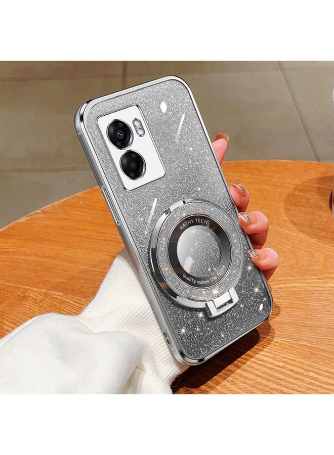S-TOP Case For OPPO A57 5G Plated Gradient Glitter Round Holder TPU Phone Case - Image 1