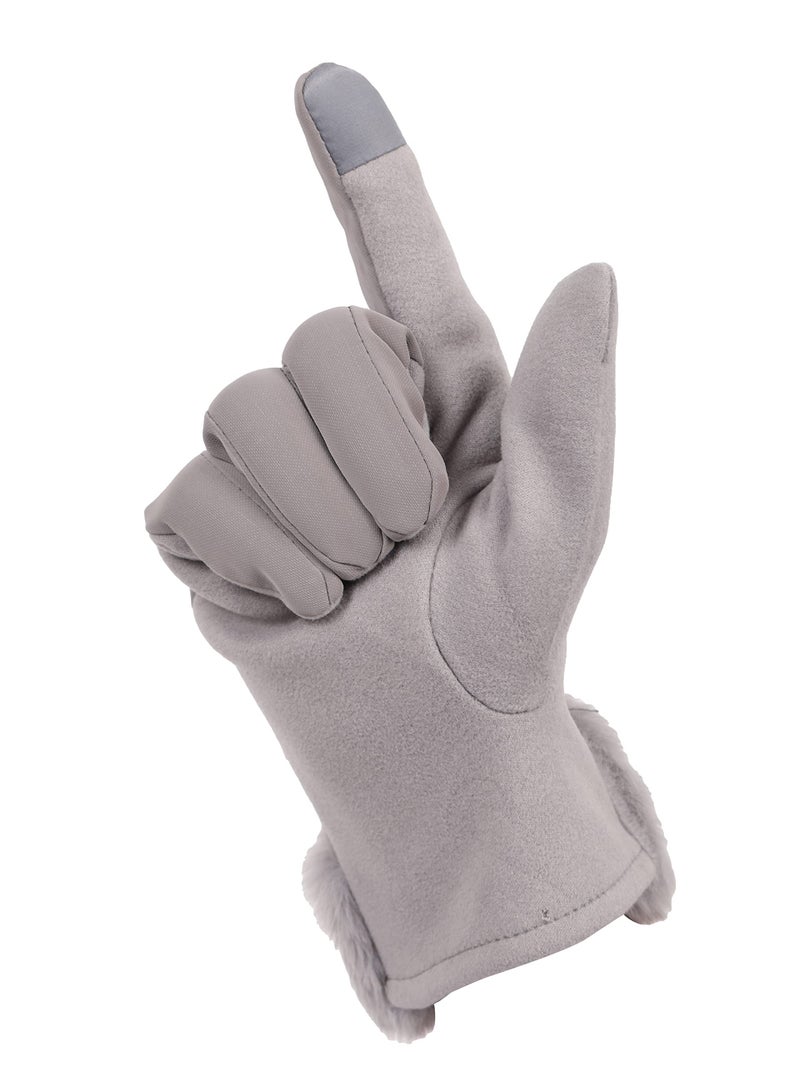 FabSeasons Winter Gloves For Girls & Women, with faux fur on the inner for cold weather, Touchscreen enabled finger - Image 3
