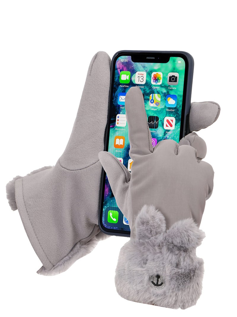 FabSeasons Winter Gloves For Girls & Women, with faux fur on the inner for cold weather, Touchscreen enabled finger - Image 5