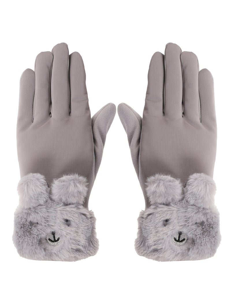 FabSeasons Winter Gloves For Girls & Women, with faux fur on the inner for cold weather, Touchscreen enabled finger - Image 1