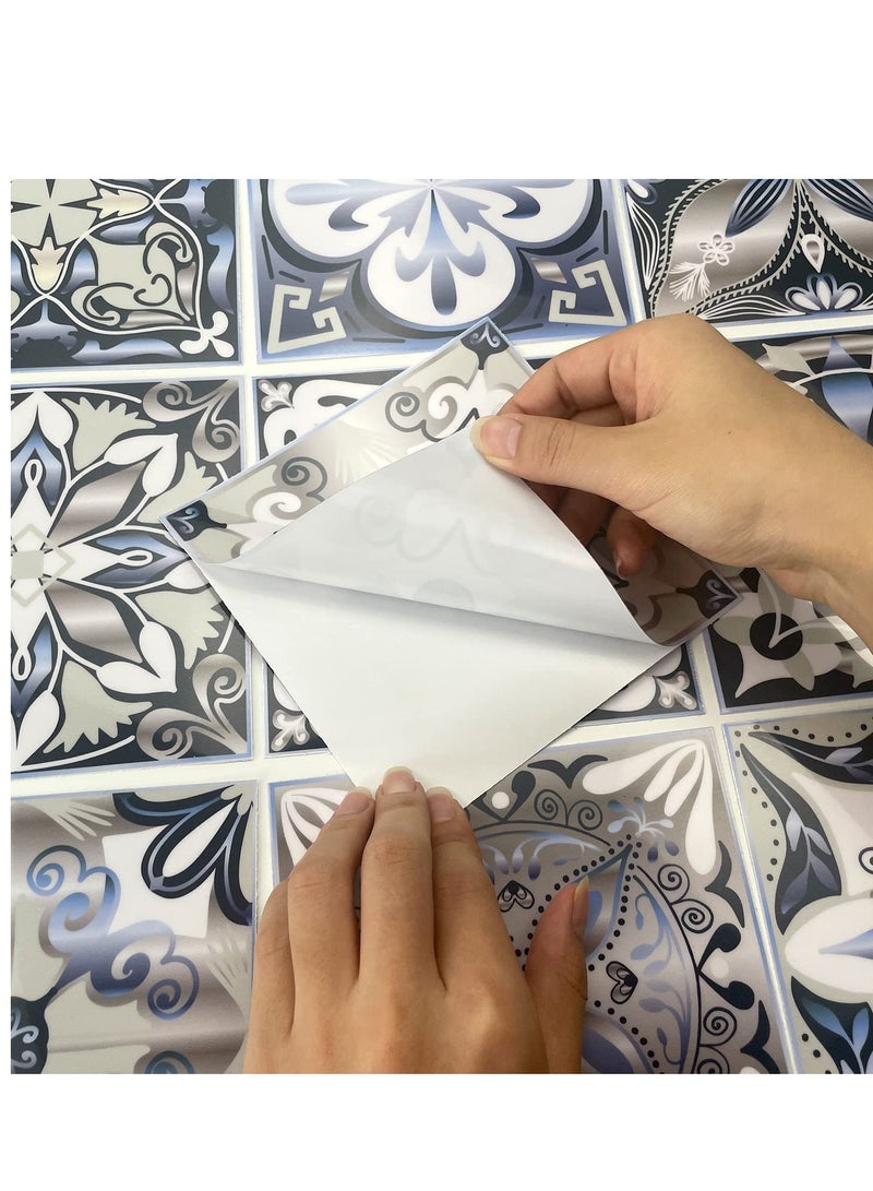 SOLARAE ملصقات بلاط لاصقة زخرفية 20 ورقة 4x4 بوصة مقاومة للماء بتصميم محكم من الفينيل قابلة للإزالة - Image 3