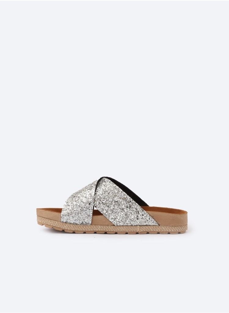 Zahwa Slipper Cross Glitter Silver  - Image 3