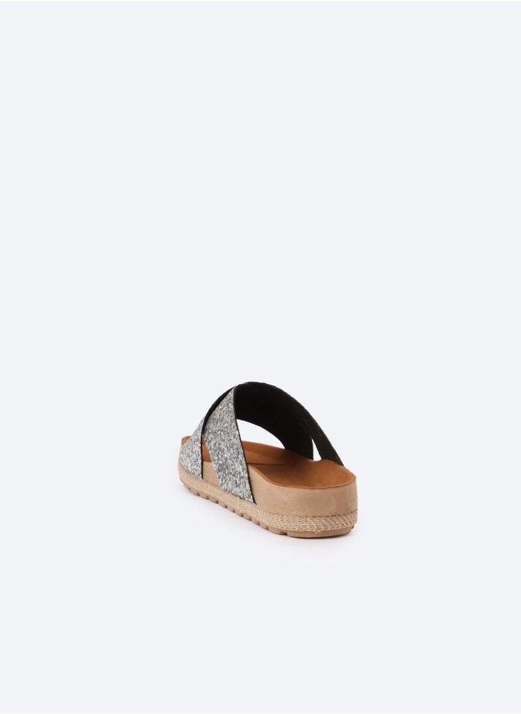 Zahwa Slipper Cross Glitter Silver  - Image 4