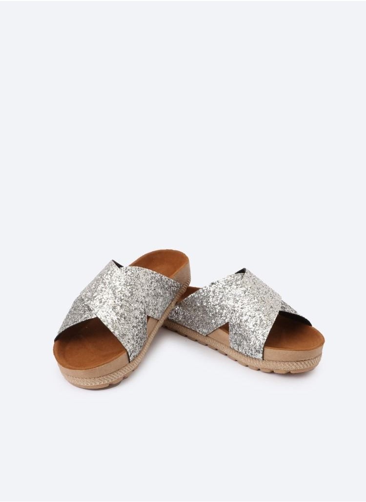 Zahwa Slipper Cross Glitter Silver  - Image 2