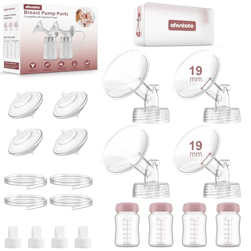 afontoto Pump Parts Compatible with Spectra S1/S2/9 Plus Breastpump, 4 Set Replacement Parts for Spectra Include 19mm Flange,Duckbill Valve,Backflow Protector,Tube,Bottle, Not Original Replacement Pump Parts - Image 1