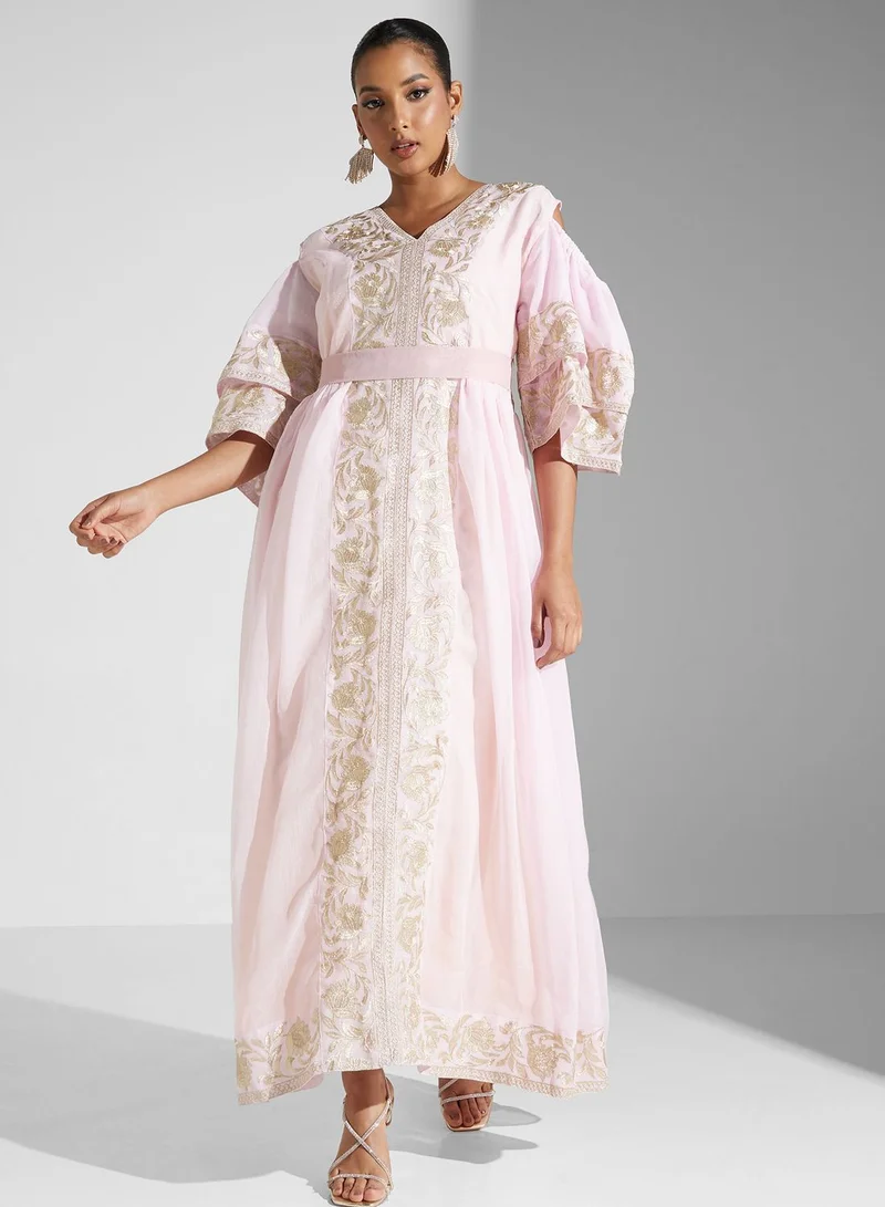 hayas closet Floral Lace Detailed Dress