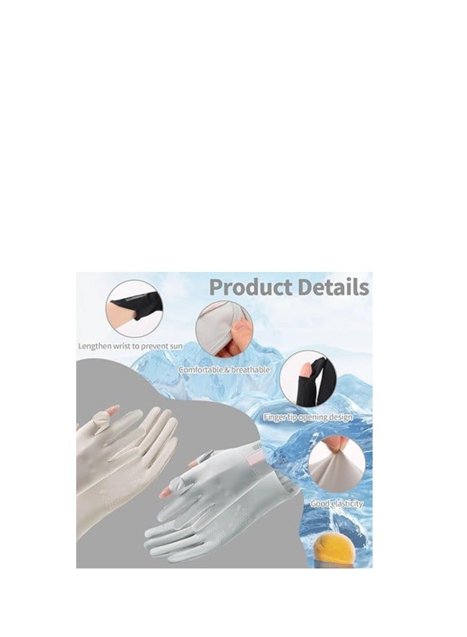 TRASSLE UV Sun Protection Gloves Women Non Slip Sun Gloves Driving Gloves Breathable Outdoor Cycling Gloves for Women,Full Finger Touchscreen Gloves  - Image 3