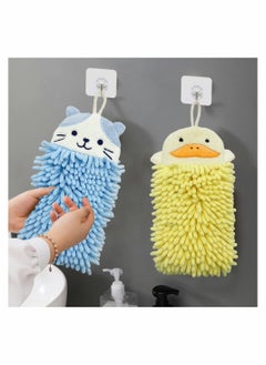 Excefore 2 Pcs   Animal Hand Towels Set, Soft & Plush Microfibre Hand Towel Quick-Drying Super Absorbent Towels with Hanging Loop for Kitchen and Bathroom  - Image 3